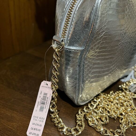 NWT Victoria's Secret crossbody purse silver with chain tassel - Picture 5 of 5
